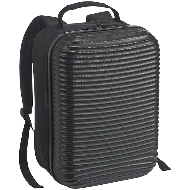 Laptop-Rucksack mit Hartschale auf der Vorderseite - schwarz