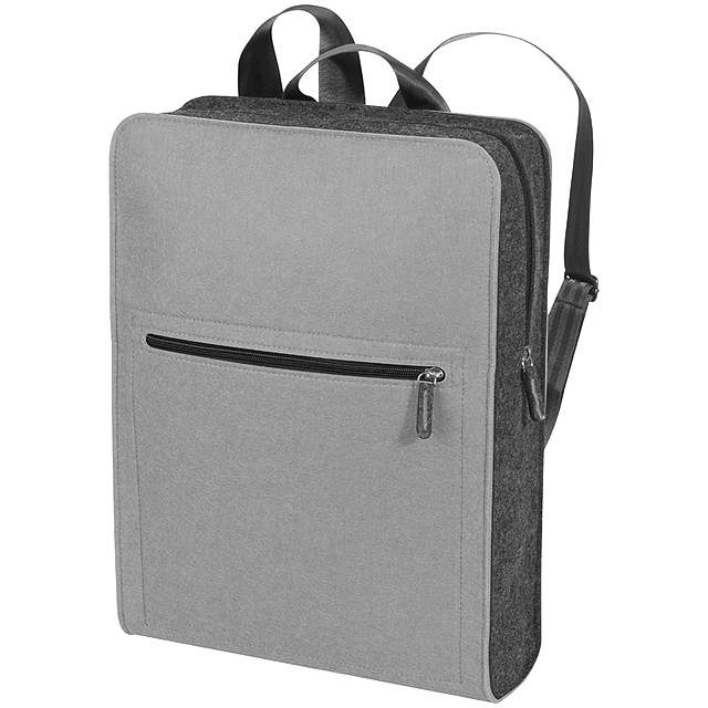Backpack made of felt material with a colour accent - grey