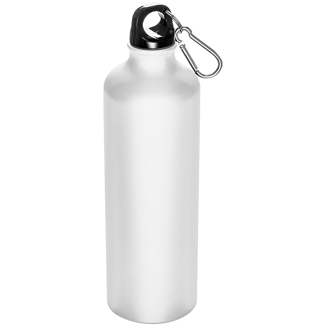 Trinkflasche mit Karabinerhaken, 800ml - Weiß 
