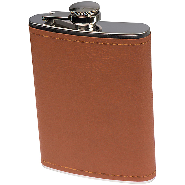 Hip flask with PU finish - brown