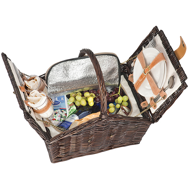 Picnic basket for 2 persons - brown