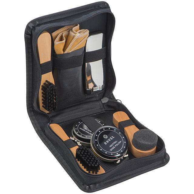 Shoe polishing and cleaning set - black