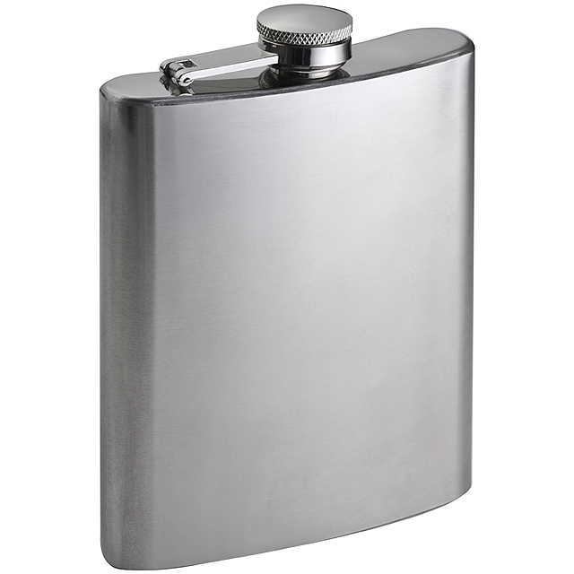 Stainless metal hip flask - grey