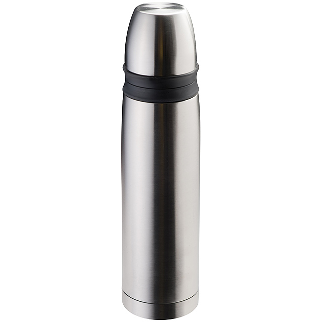 Double-walled thermal flask with two cups - grey