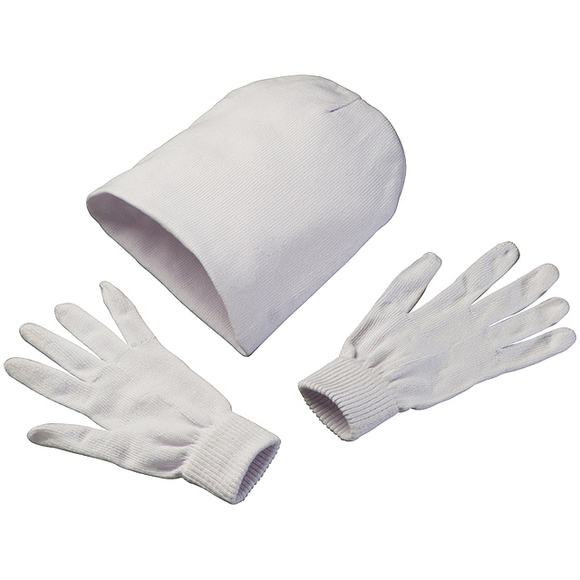 Čiapka a rukavice - biela