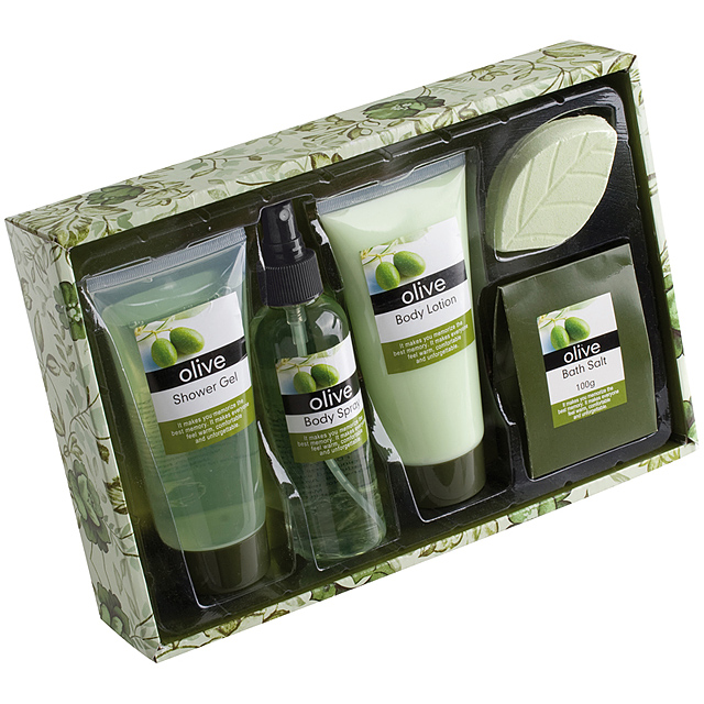 Papaya bath set (150ml shower gel, body spray 140ml, body lotion and bath salt) - green