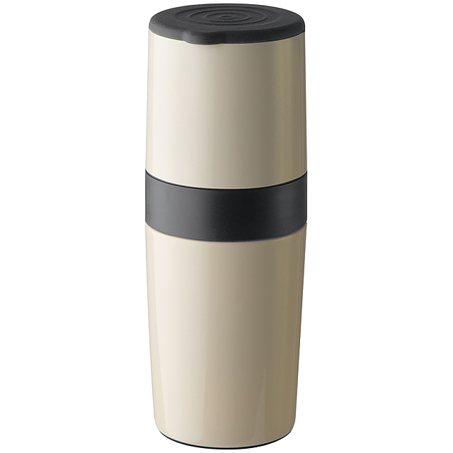 Coffee cup with coffee grinder - white