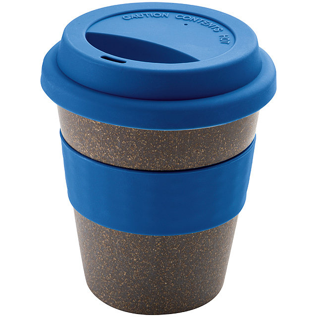Bamboo mug with silicone lid and grip - blue