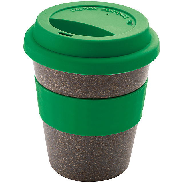 Bamboo mug with silicone lid and grip - green