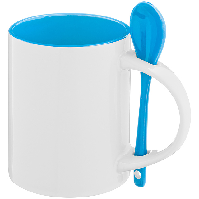 Mug with spoon - blue