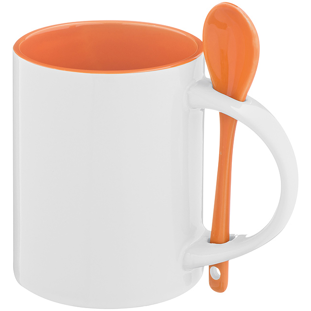 Mug with spoon - orange
