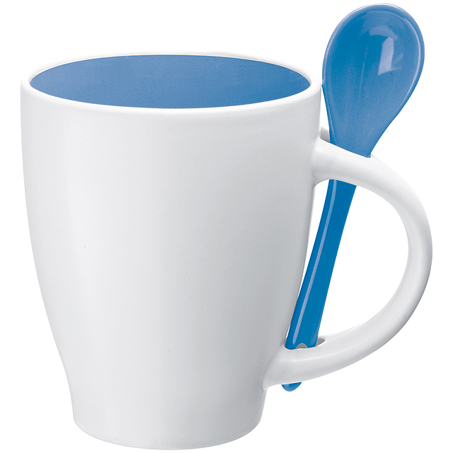 Ceramic cup with a spoon - blue