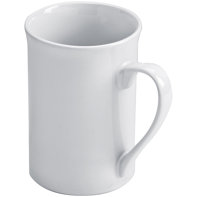 White ceramic coffee mug with a corrugated scum - white