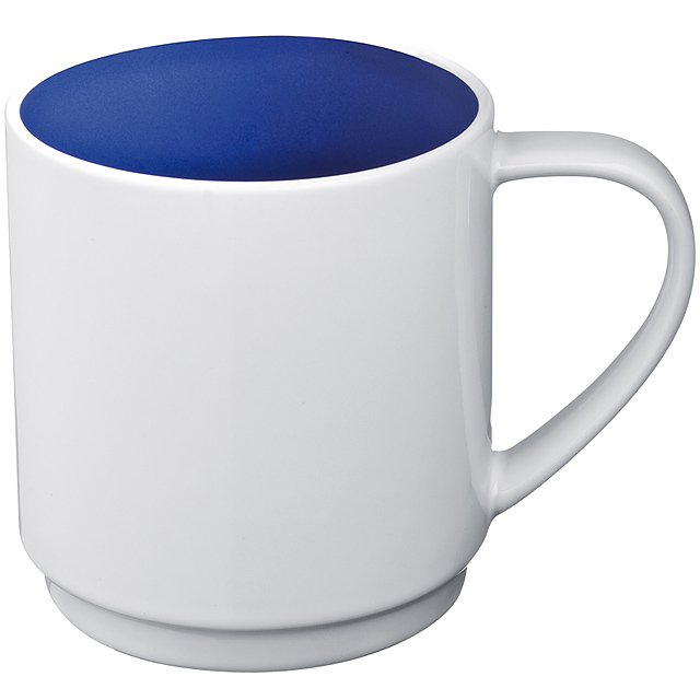 Ceramic cup, coloured inside and white outside - blue