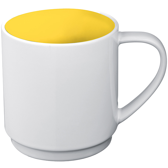 Ceramic cup, coloured inside and white outside - yellow