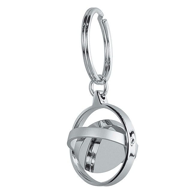 Round metal keyring - grey