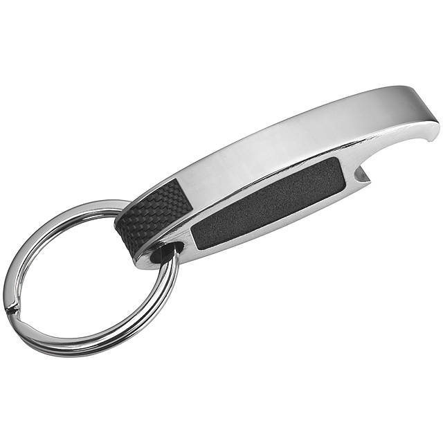 Keyring with bottle opener - grey