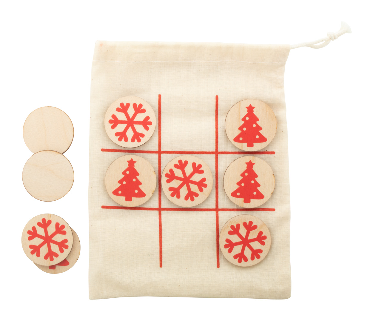 OXO Xmas Tic-Tac-Toe, Schneeflocken & Weihnachtsbaum - Beige