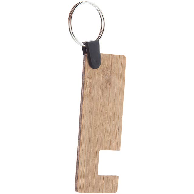 Rufa mobile phone holder with key ring - wood