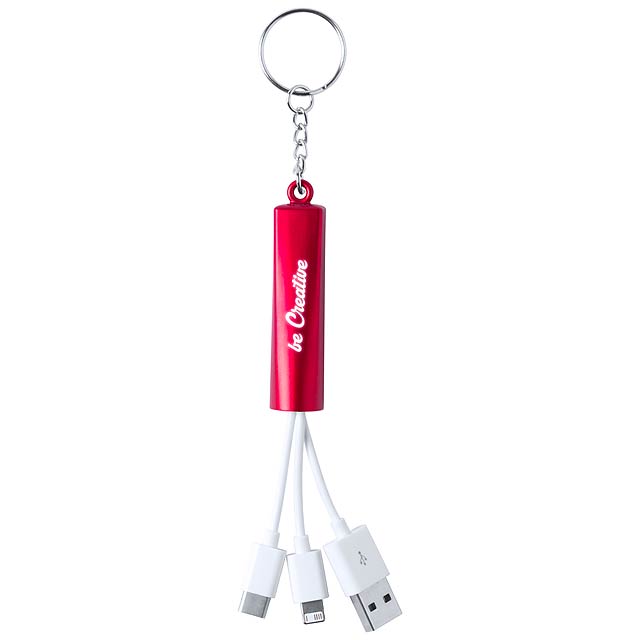 Zaref přívěšek na klíče s USB nabíjecími kabely - červená