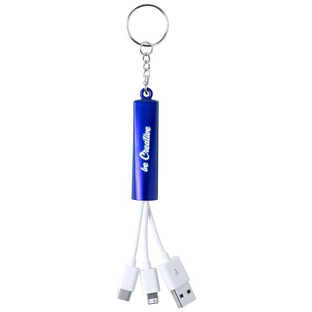 Zaref přívěšek na klíče s USB nabíjecími kabely - modrá