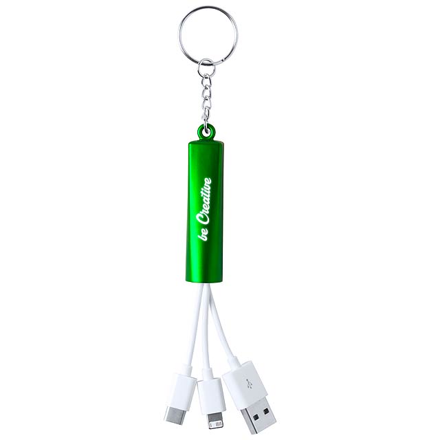 Zaref přívěšek na klíče s USB nabíjecími kabely - zelená