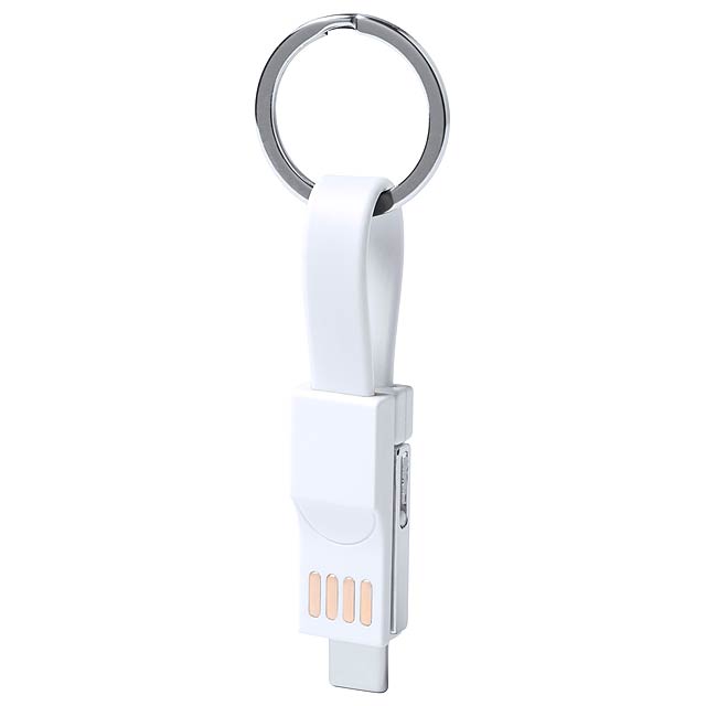 Hedul přívěšek na klíče s USB nabíjecím kabelem - biela