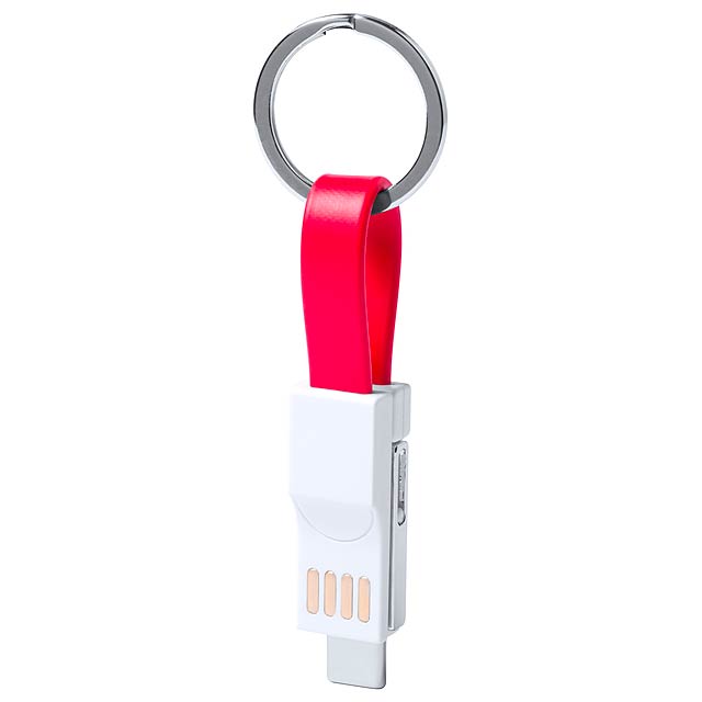 Hedul přívěšek na klíče s USB nabíjecím kabelem - červená