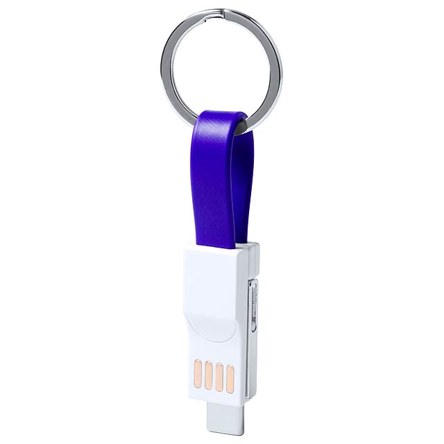 Hedul přívěšek na klíče s USB nabíjecím kabelem - modrá