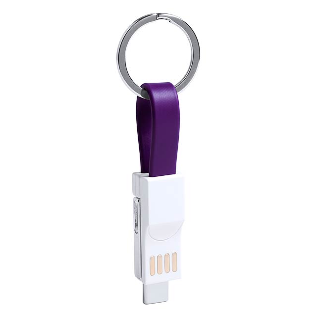 Hedul přívěšek na klíče s USB nabíjecím kabelem - fialová