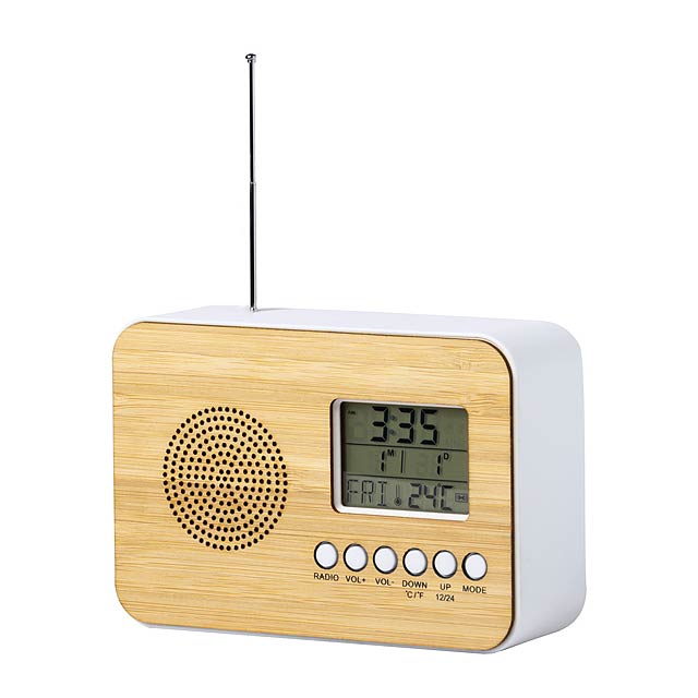 Tulax Desktop-Radio mit Uhr - Holz