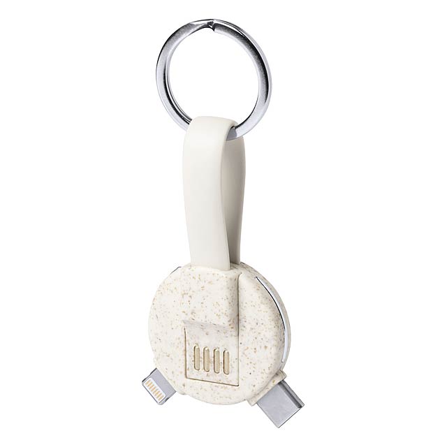 Niara USB nabíjecí kabel s přívěškem na klíče - béžová