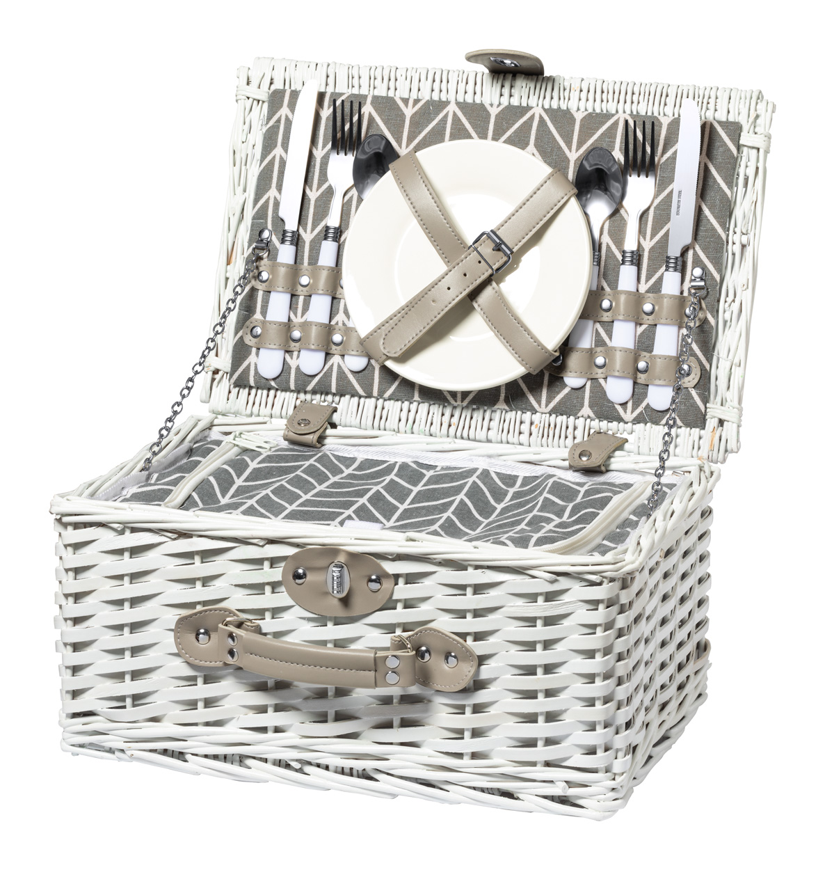 Midland Wicker Picnic Basket - Weiß 