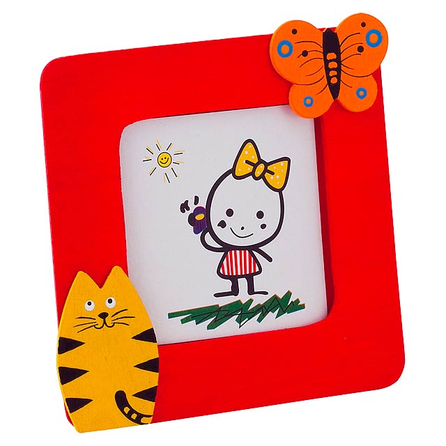 Photo frame, cat - red