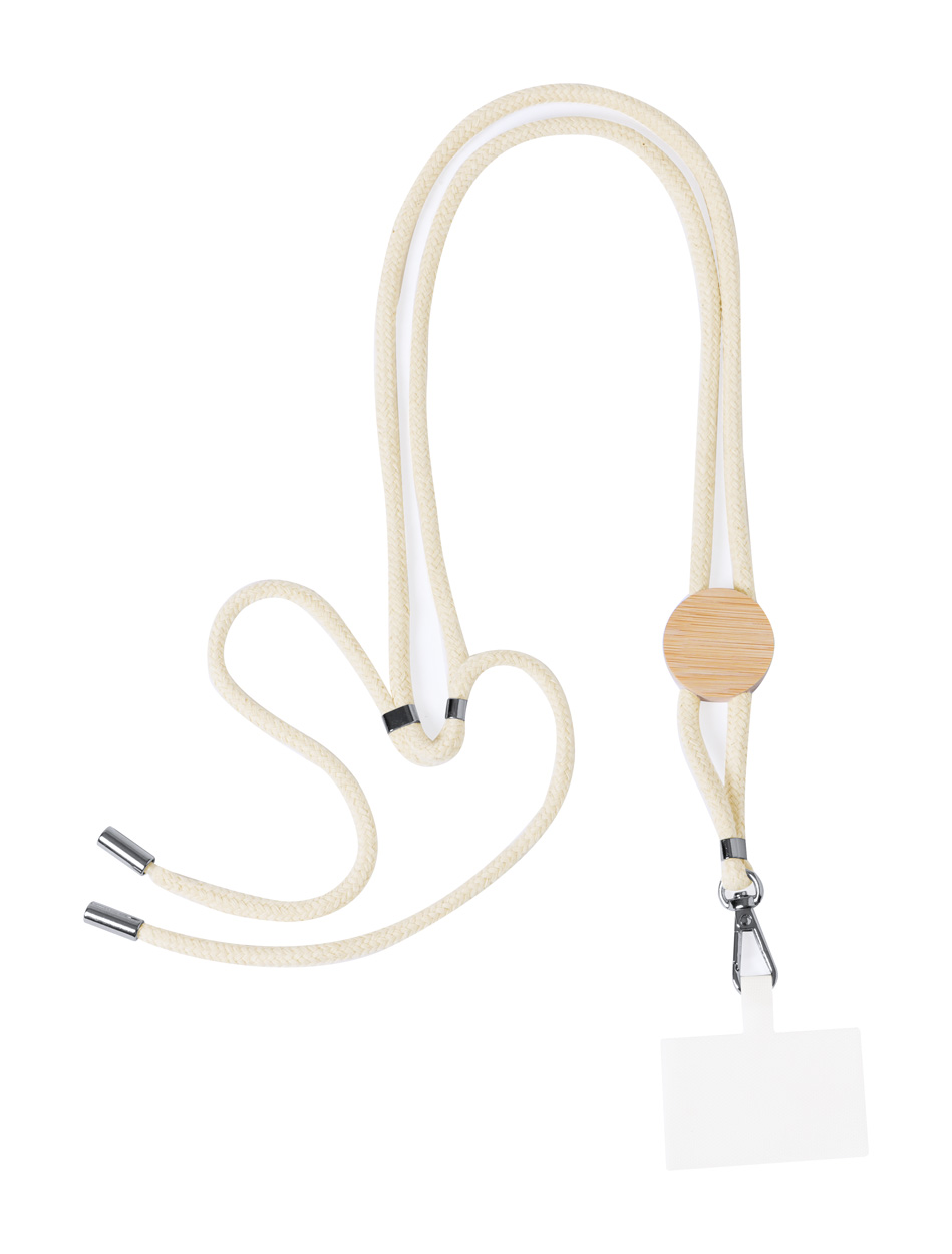 Reuter lanyard with mobile phone holder, circle - Beige