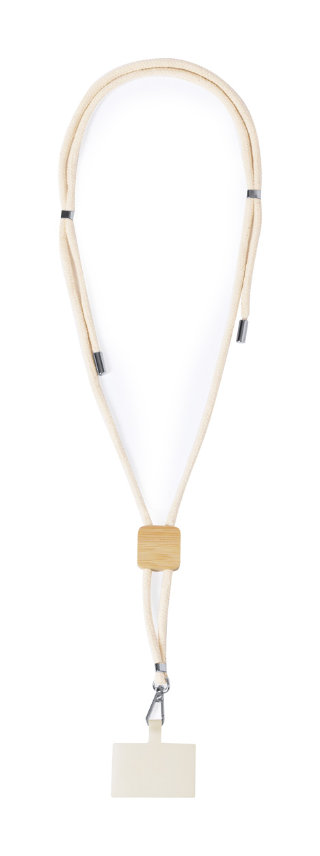 Reuter lanyard with mobile phone holder, circle - Beige