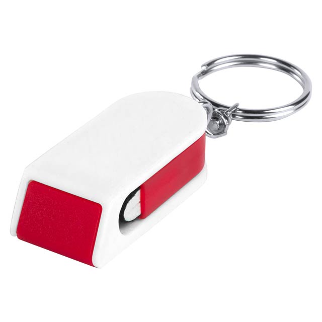 Satari stojánek na mobil s přívěškem na klíče - červená