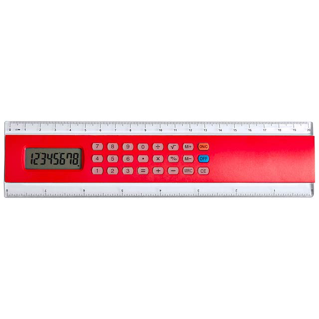 Profex kalkulačka s pravítkem - červená