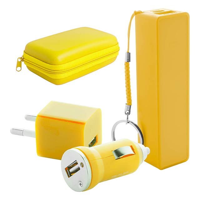 Rebex - USB charger and power bank set - yellow