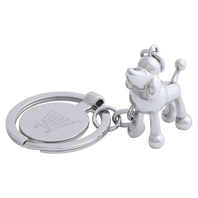 Hoinzo - trolley coin keyring, dog - silver