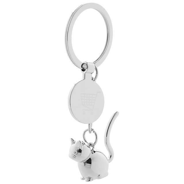 Hoinzo - trolley coin keyring, cat - silver