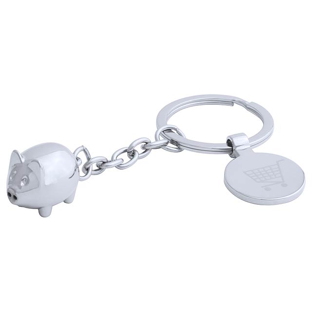 Hoinzo - trolley coin keyring, pig - silver