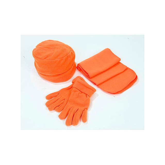 Glen souprava - čepice, šála, rukavice, 180 g - oranžová