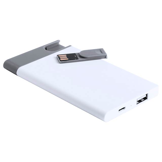 Spencer - USB power bank and flash drive - white