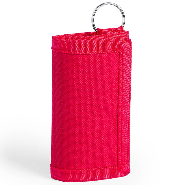 Motok peněženka s přívěškem na klíče - červená