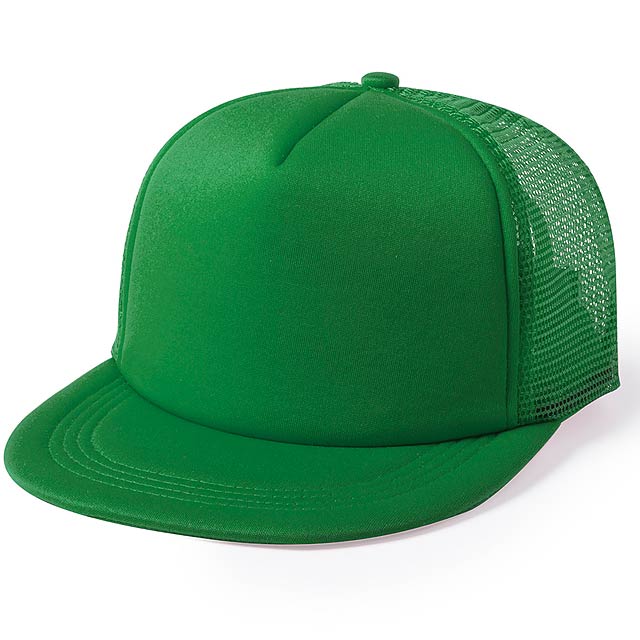 Polyesterová baseballová čepice se síťkou a nastavitelným gumovým páskem.  - zelená - foto