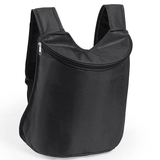 Chladící batoh na zip s vypolstrovanými ramenními popruhy, 600D polyester.  - čierna - foto