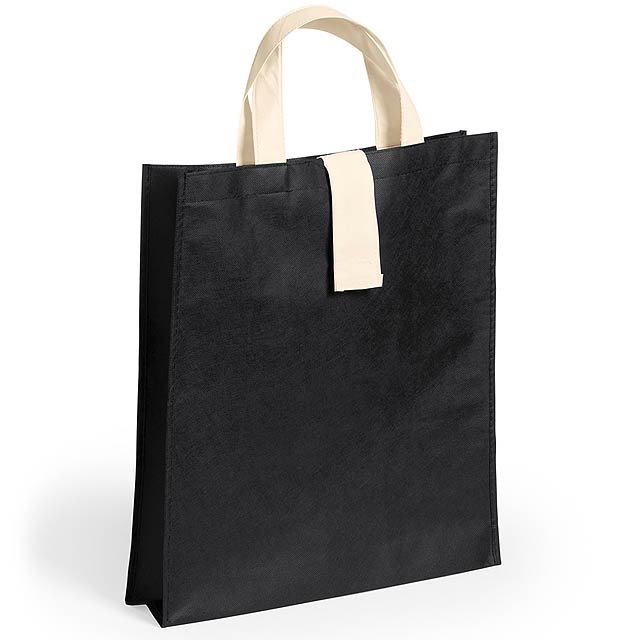 Skládací nákupní taška z netkané textilie.   - černá - foto