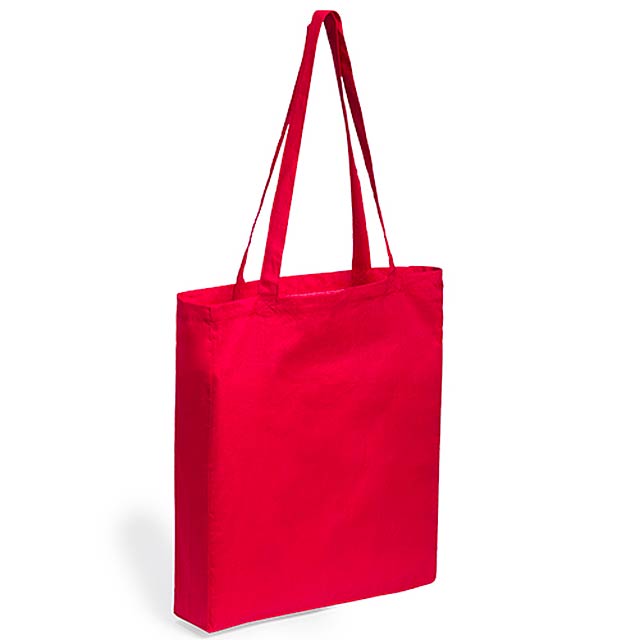 Nákupní taška s dlouhými uchy, 100% bavlna.   - červená - foto
