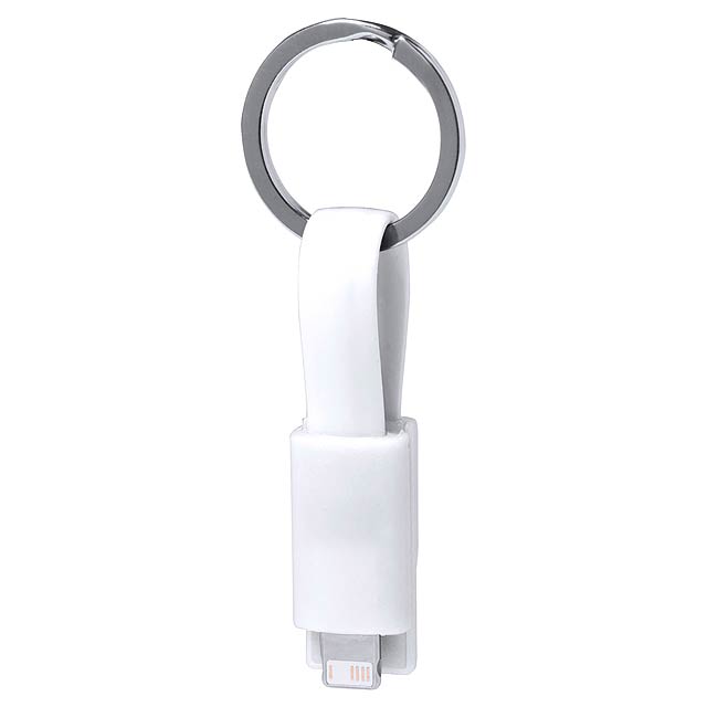 Holnier přívěšek na klíče s USB nabíjecím kabelem - biela